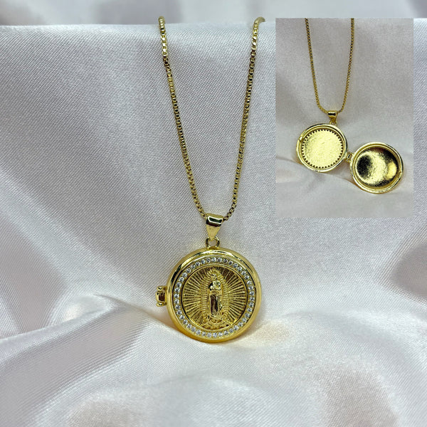 Virgencita Circle Locket Necklace