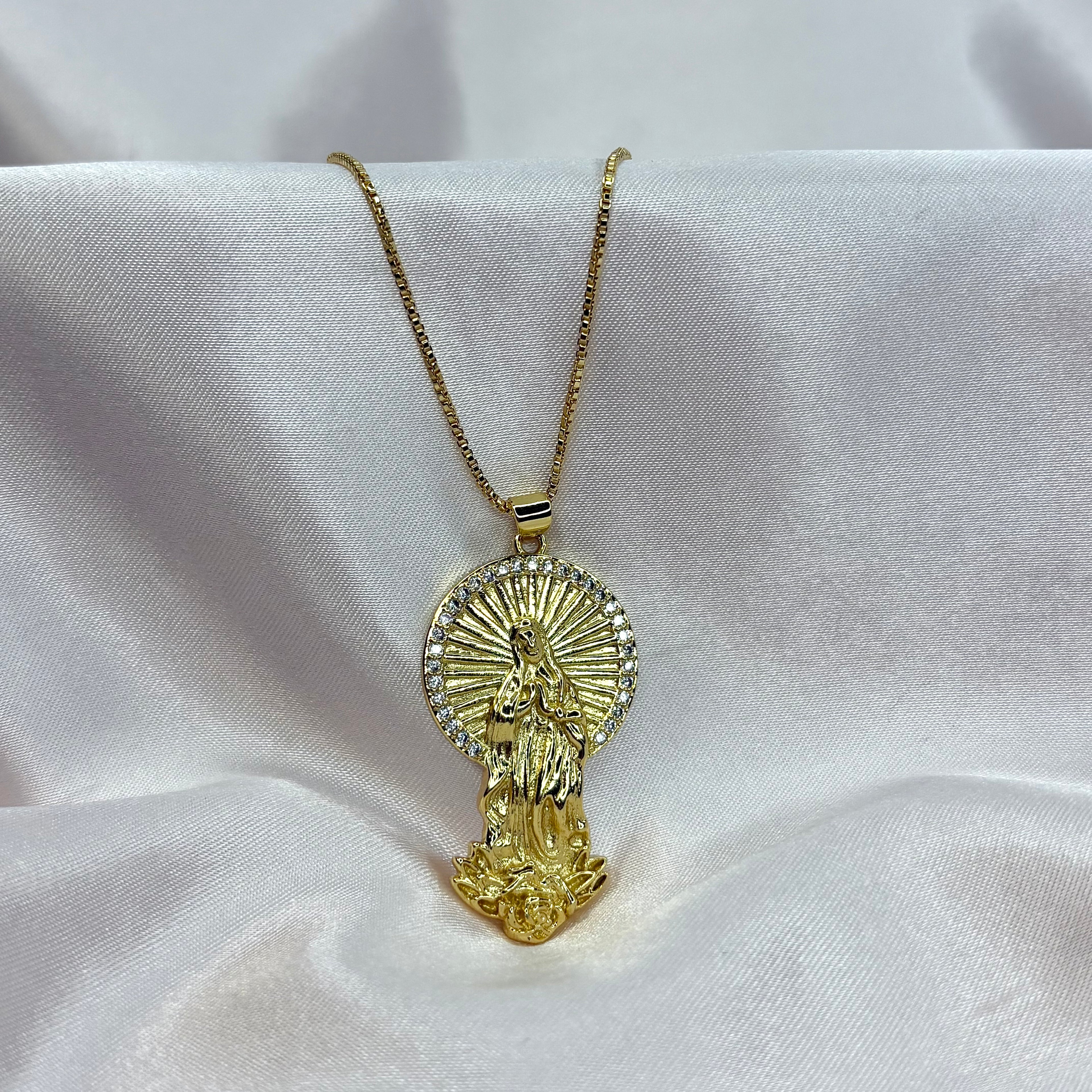 Diamond Virgen Maria Necklace