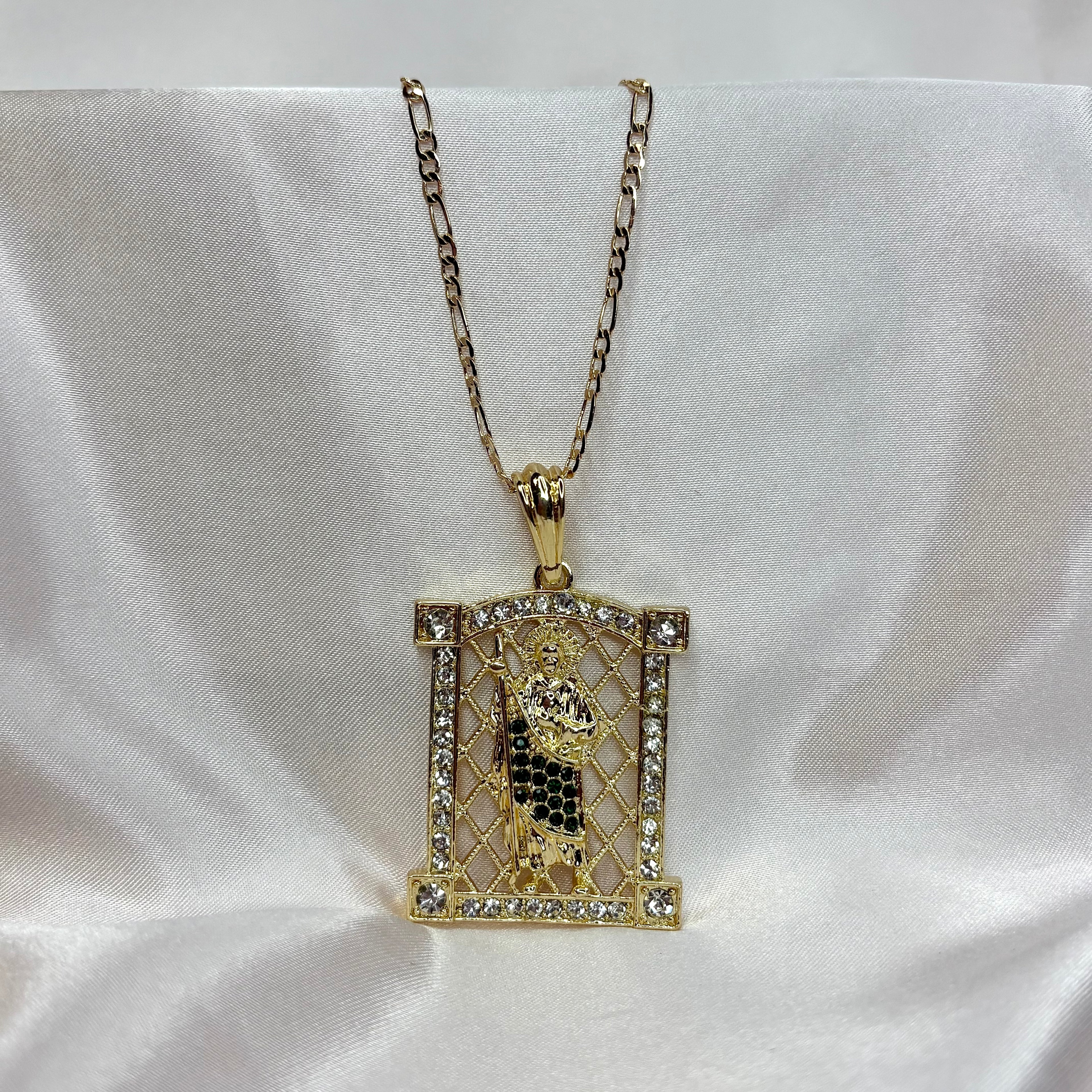 Large San Judas Diamond Frame Necklace
