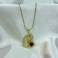 Virgencita Diamond Hearts Necklace
