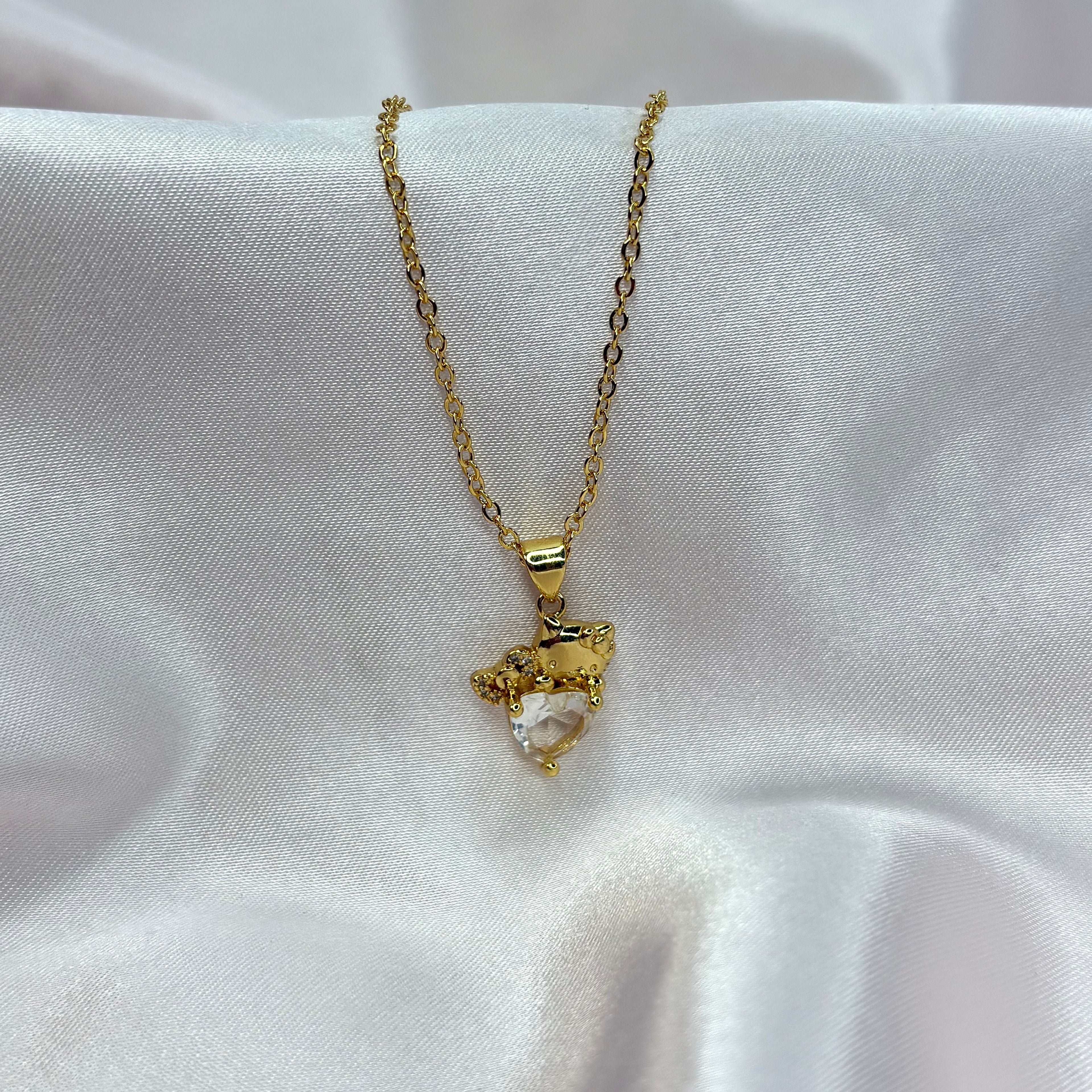 Gold HK Diamond Heart Necklace