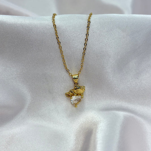 Gold HK Diamond Heart Necklace
