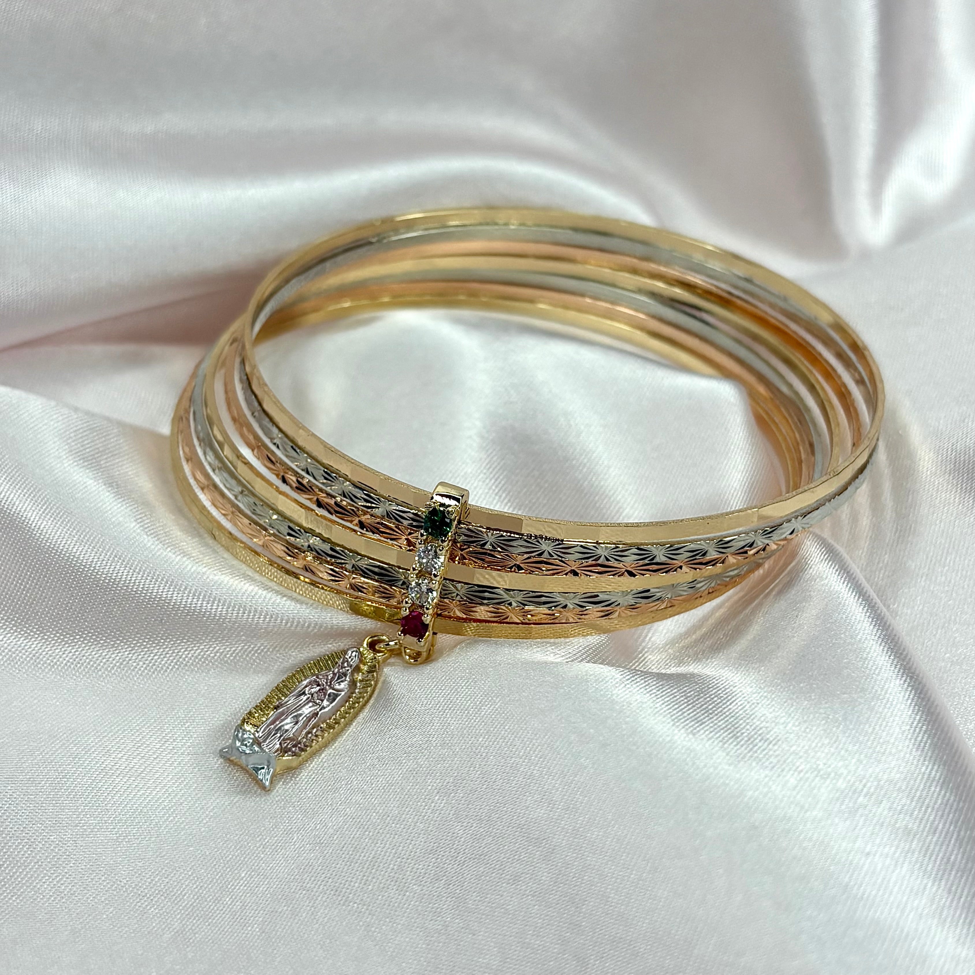 3 Toned Virgencita Stacked Bracelet