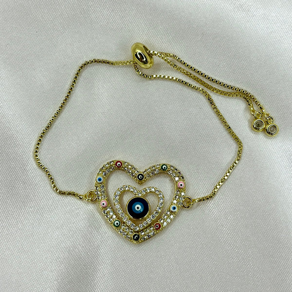 Evil Eye Heart Chain Bracelet