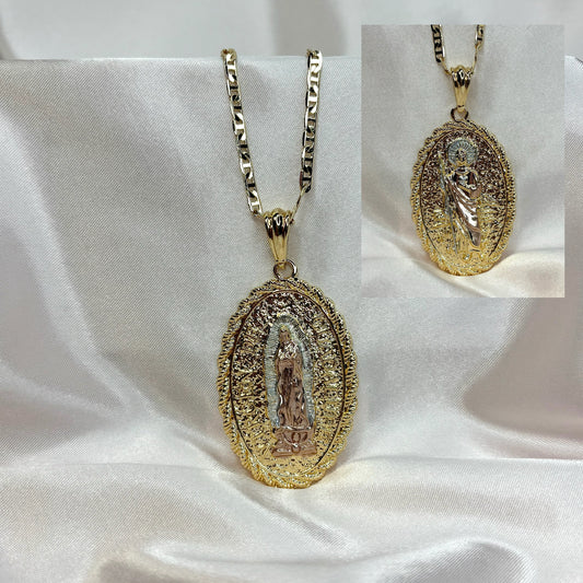 Virgencita/San Judas Oval Necklace