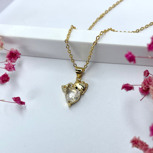 Gold HK Diamond Heart Necklace